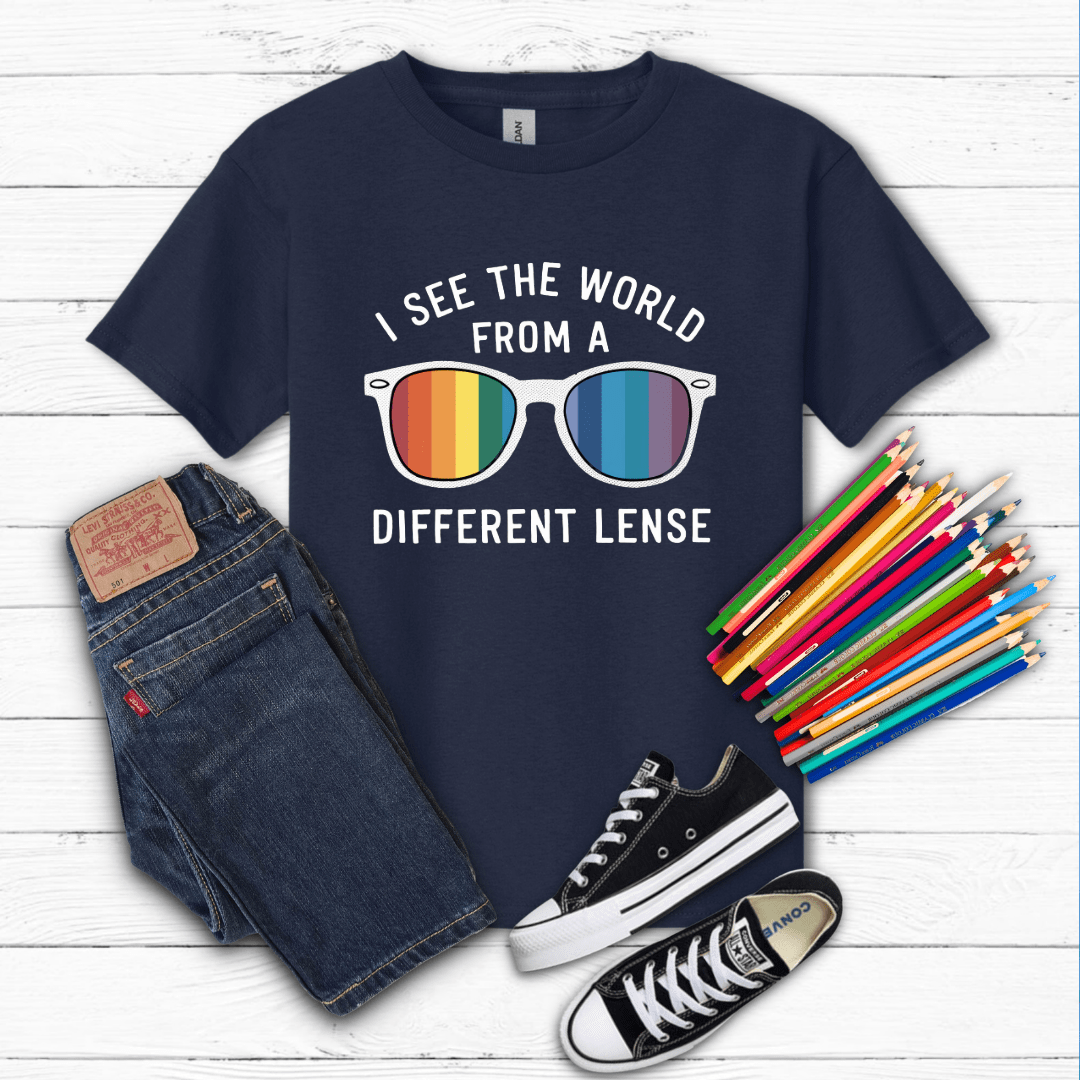 I SEE the world from a different LENSE Kid Tee