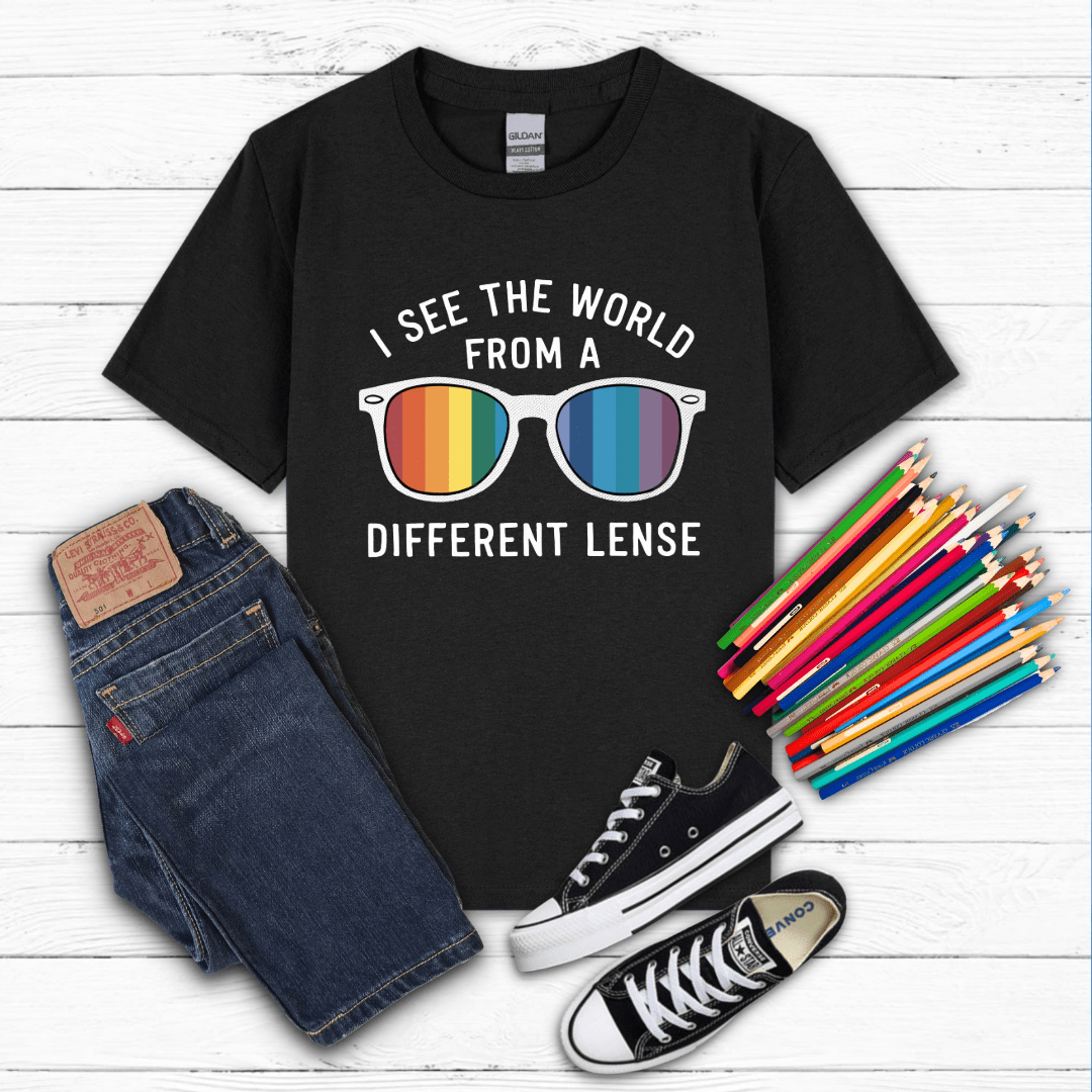 I SEE the world from a different LENSE Kid Tee