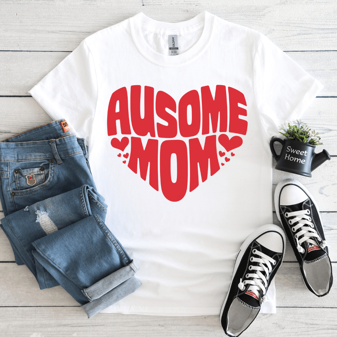 Heart of an Ausome Mom Tee